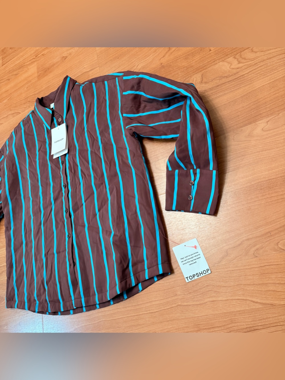 Topshop quilted oversized striped shirt sz 4 - Picture 6 of 9